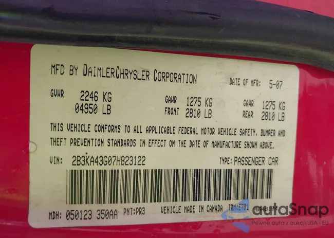 2B3KA43G07H823122: 42679410