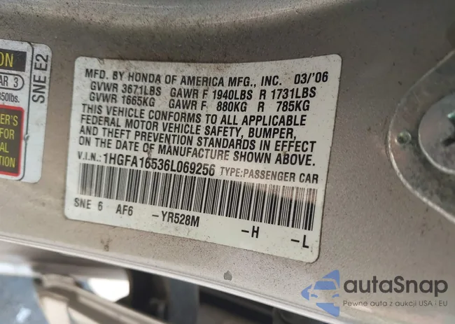 1HGFA16536L069256: 42679537