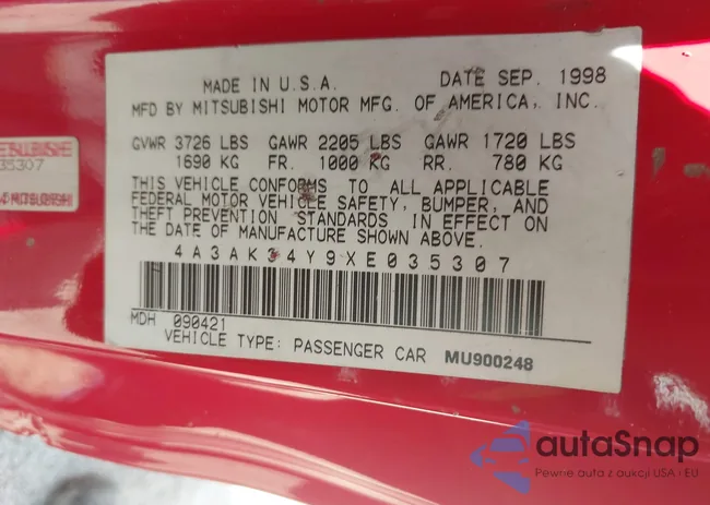 4A3AK34Y9XE035307: 42680494