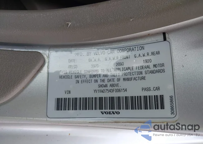 YV1VW27543F006154: 42680517