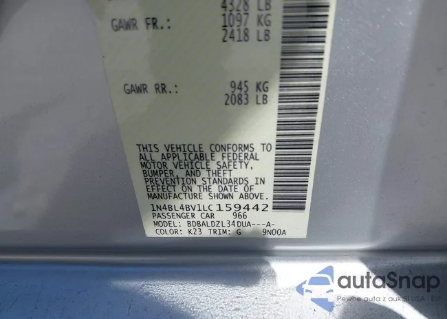 1N4BL4BV1LC159442: 42680632