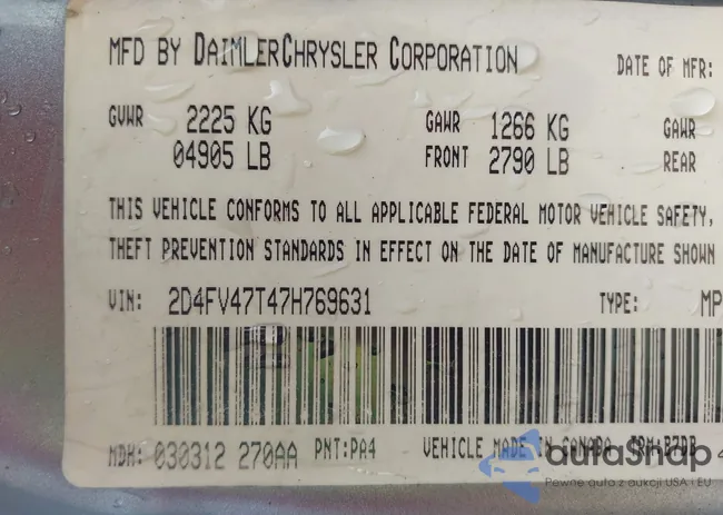 2D4FV47T47H769631: 42680697