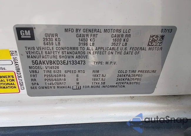 5GAKVBKD3EJ133473: 42681648