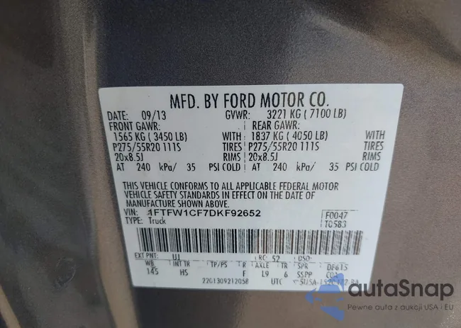 1FTFW1CF7DKF92652: 42681776