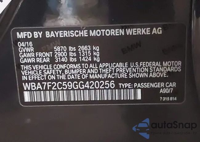 WBA7F2C59GG420256: 42681789