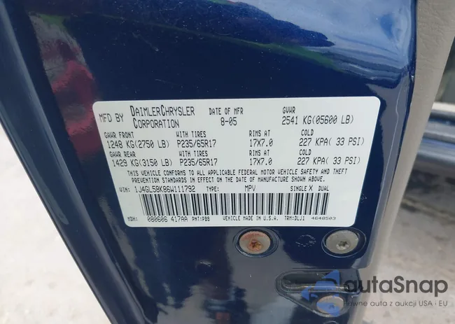 1J4GL58K86W111792: 42681801