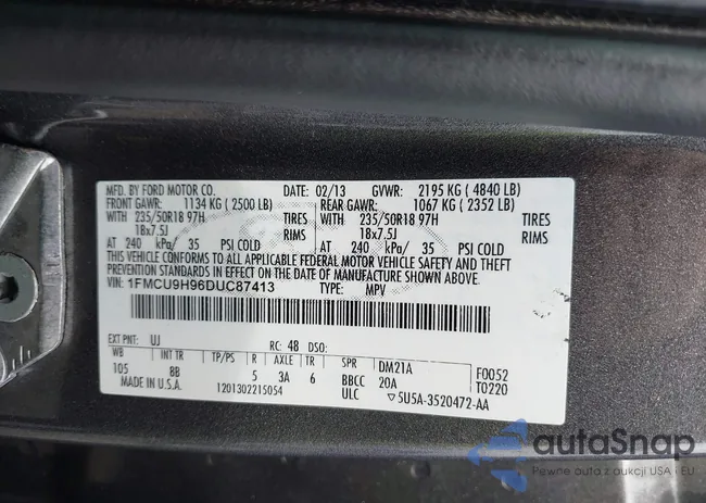 1FMCU9H96DUC87413: 42681001