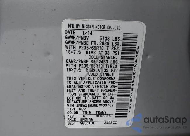 JN8AZ1MU6EW409707: 42681019