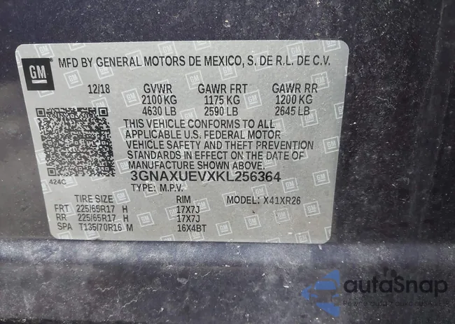 3GNAXUEVXKL256364: 42681070