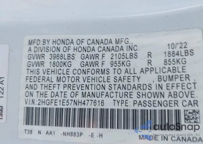 2HGFE1E57NH477616: 42681141