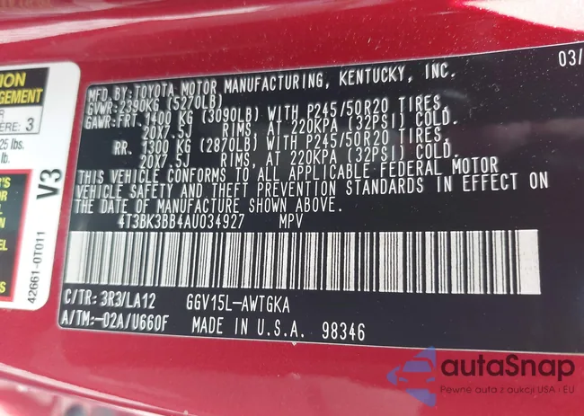 4T3BK3BB4AU034927: 42681267