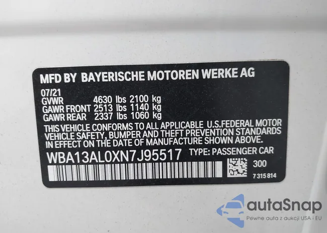 WBA13AL0XN7J95517: 42682823