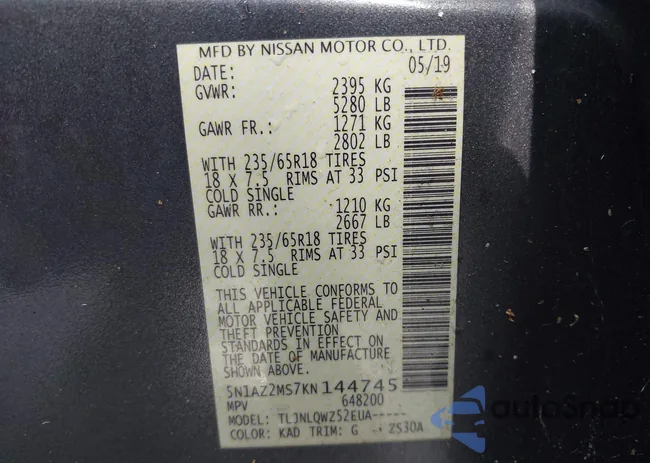 5N1AZ2MS7KN144745: 42683306