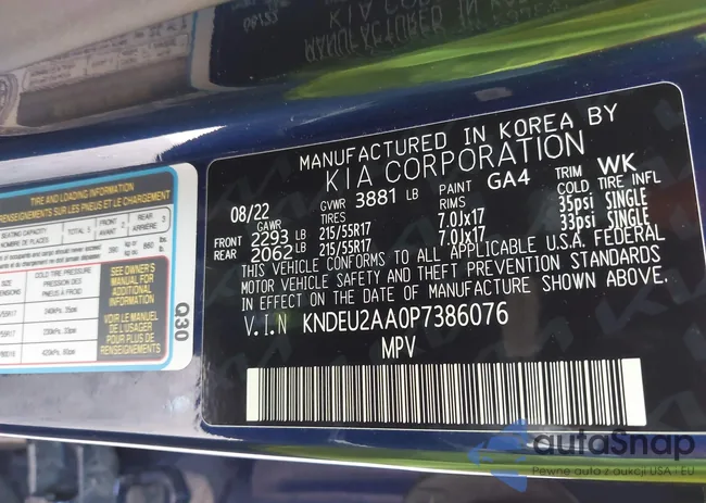 KNDEU2AA0P7386076: 42683375