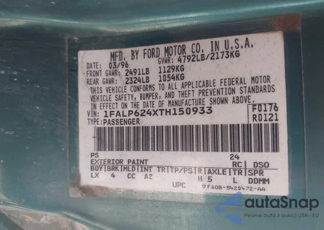 1FALP624XTH150933: 42683482