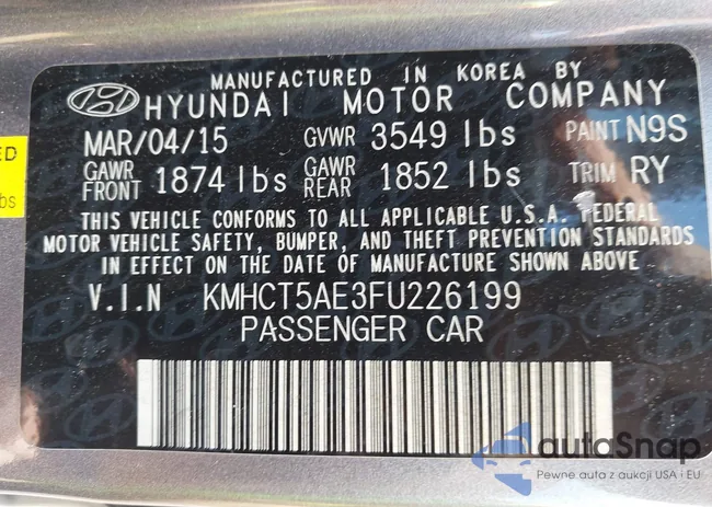 KMHCT5AE3FU226199: 42683627