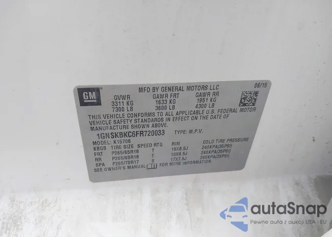 1GNSKBKC6FR720033: 42683033