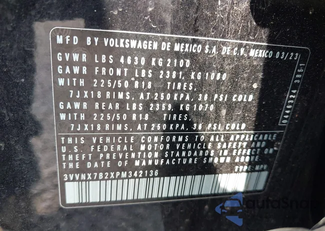 3VVNX7B2XPM342136: 42683232