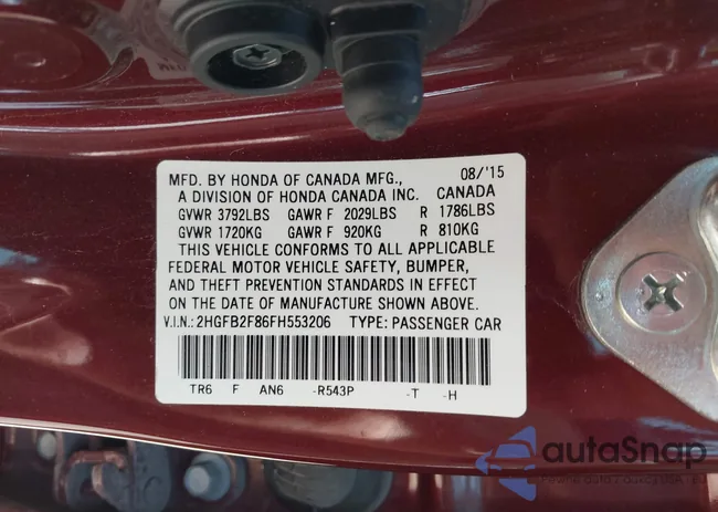 2HGFB2F86FH553206: 42684319