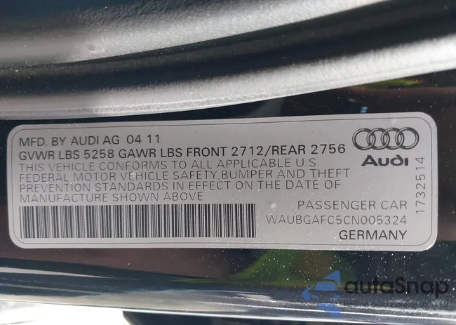 WAUBGAFC5CN005324: 42684460