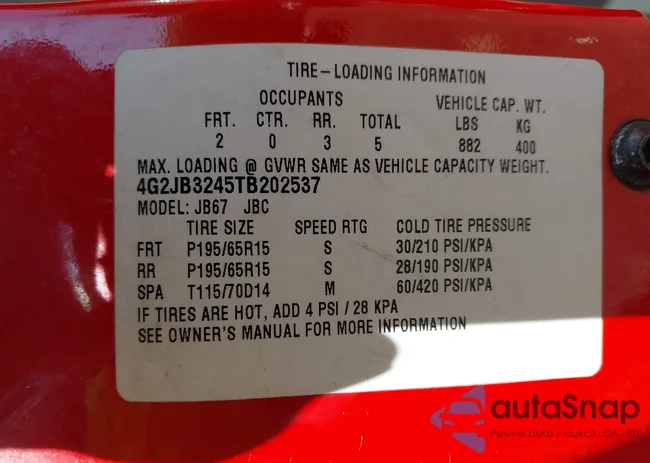 4G2JB3245TB202537: 42684532