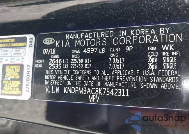 KNDPM3AC8K7542311: 42684585