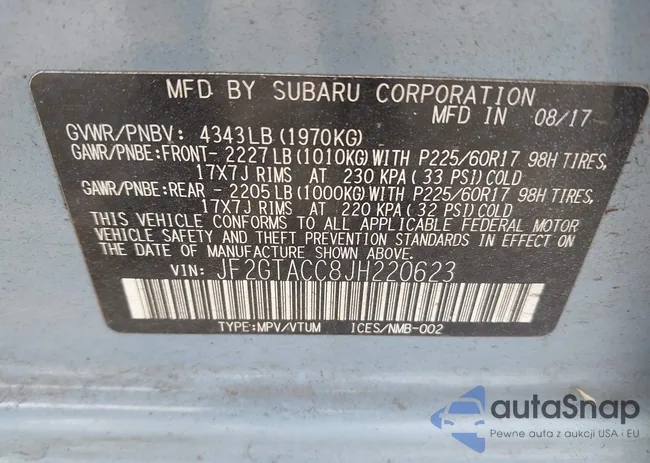 JF2GTACC8JH220623: 42684200