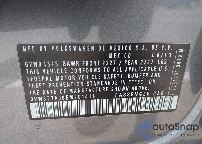 3VW5T7AJ6EM201416: 42684207