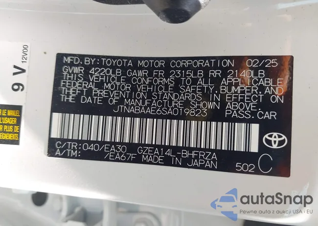 JTNABAAE6SA019823: 42685311