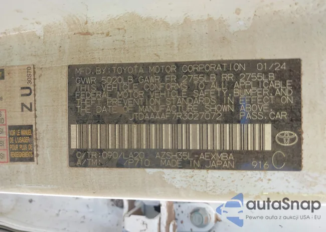 JTDAAAAF7R3027072: 42685393