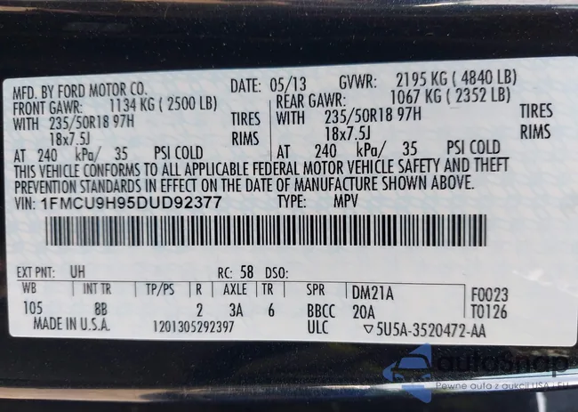 1FMCU9H95DUD92377: 42685713