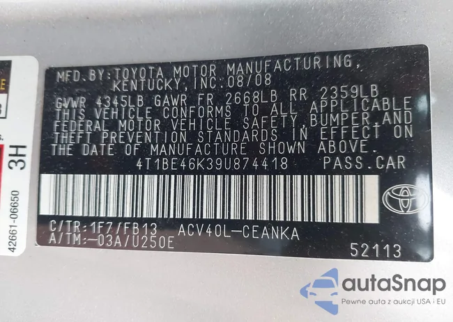 4T1BE46K39U874418: 42685782