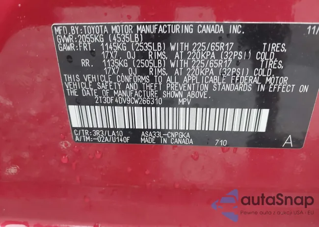 2T3DF4DV9CW266310: 42685815