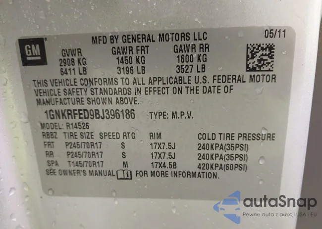 1GNKRFED9BJ396186: 42684877