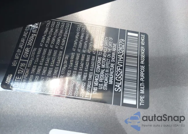 SALGS2FV1HA326279: 42684910