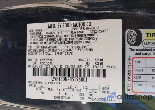 1ZVHT80N285196801: 42685201