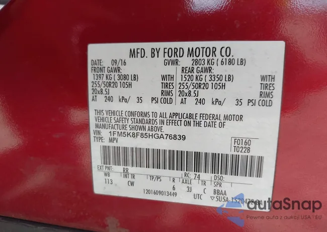 1FM5K8F85HGA76839: 42686548