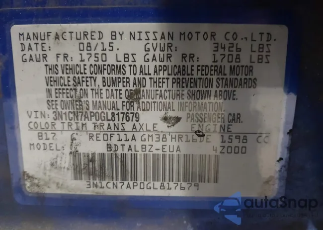 3N1CN7AP0GL817679: 42686768