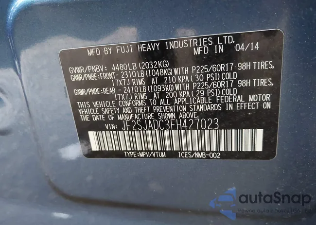 JF2SJADC3FH427023: 42686095