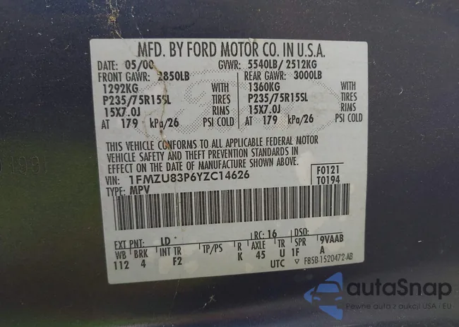 1FMZU83P6YZC14626: 42687279