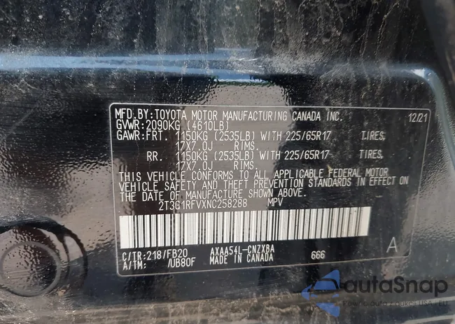 2T3G1RFVXNC258288: 42687281