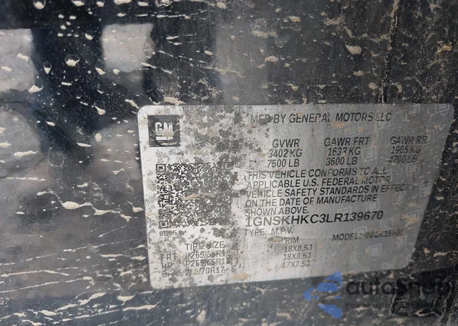 1GNSKHKC3LR139670: 42687288