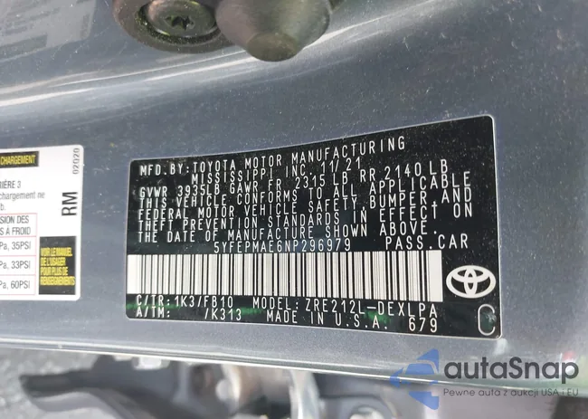 5YFEPMAE6NP296979: 42687310