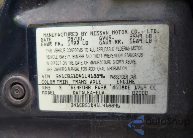 3N1CB51D41L418896: 42687333