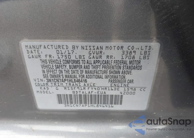 3N1CN7AP1HL846416: 42687534