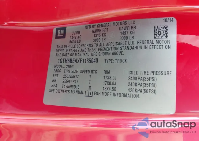 1GTH5BEAXF1135040: 42687601