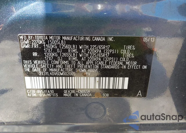 2T3YL4DV6DW002005: 42687611