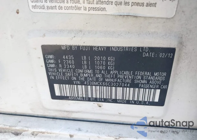 4S3BMCK66C3027044: 42687685