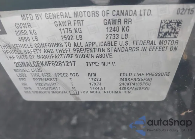 2GNALCEK4F6281217: 42687719