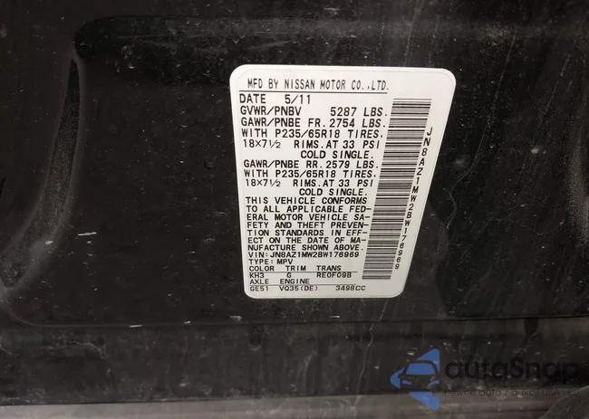 JN8AZ1MW2BW176969: 42687843